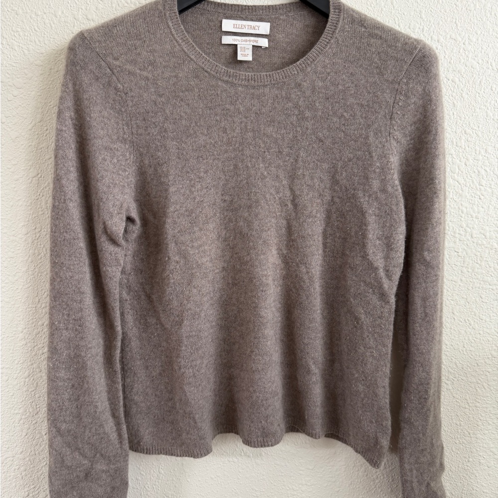 Luxurious Ellen Tracy Taupe Cashmere Knit - XL